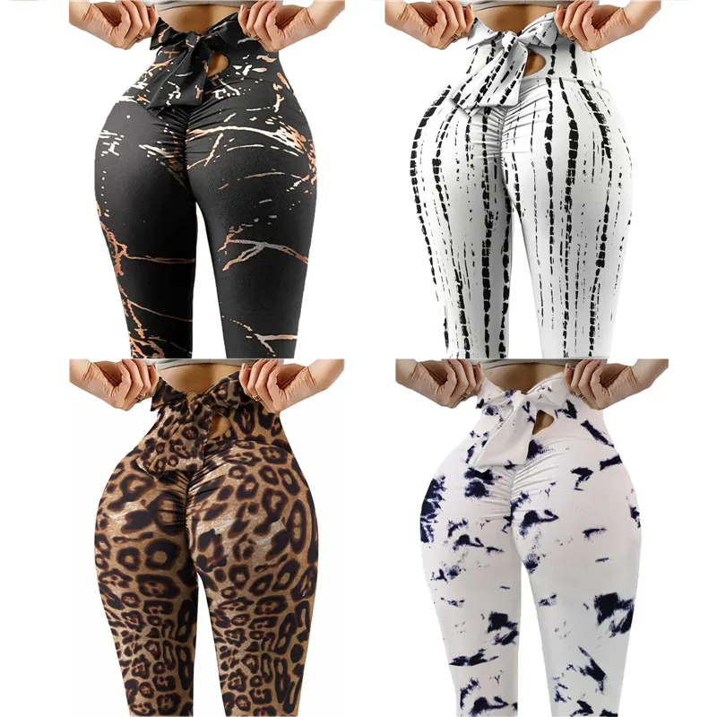Женские легинсы эластичные облегающие камуфляжные леопардовые с цветочным