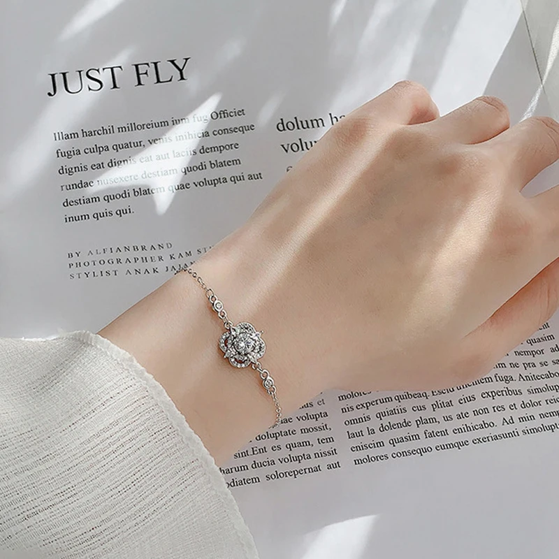 Браслет женский из серебра 100% пробы с четырьмя листьями клевера 925 карат - купить