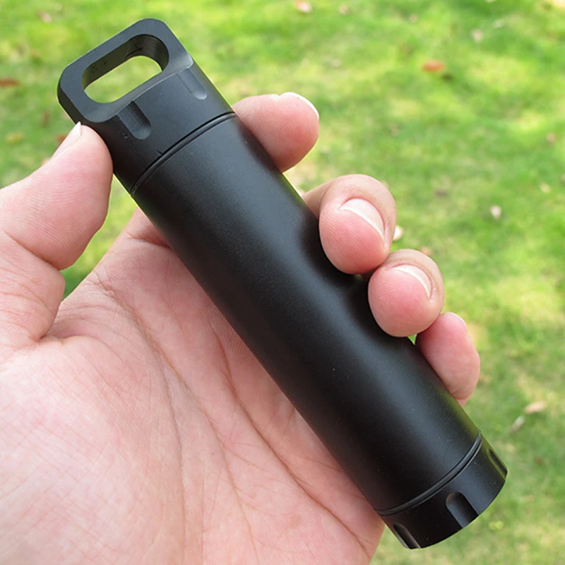 Portable Waterproof Capsule Seal Bottle Aluminum Alloy Outdoor Survival Pill Box Multifunctional Container FK88