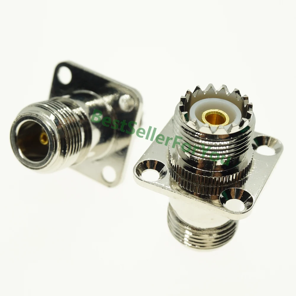 

N Female to UHF SO-239 SO239 Female Jack Straight Flange Adapter RF Connector