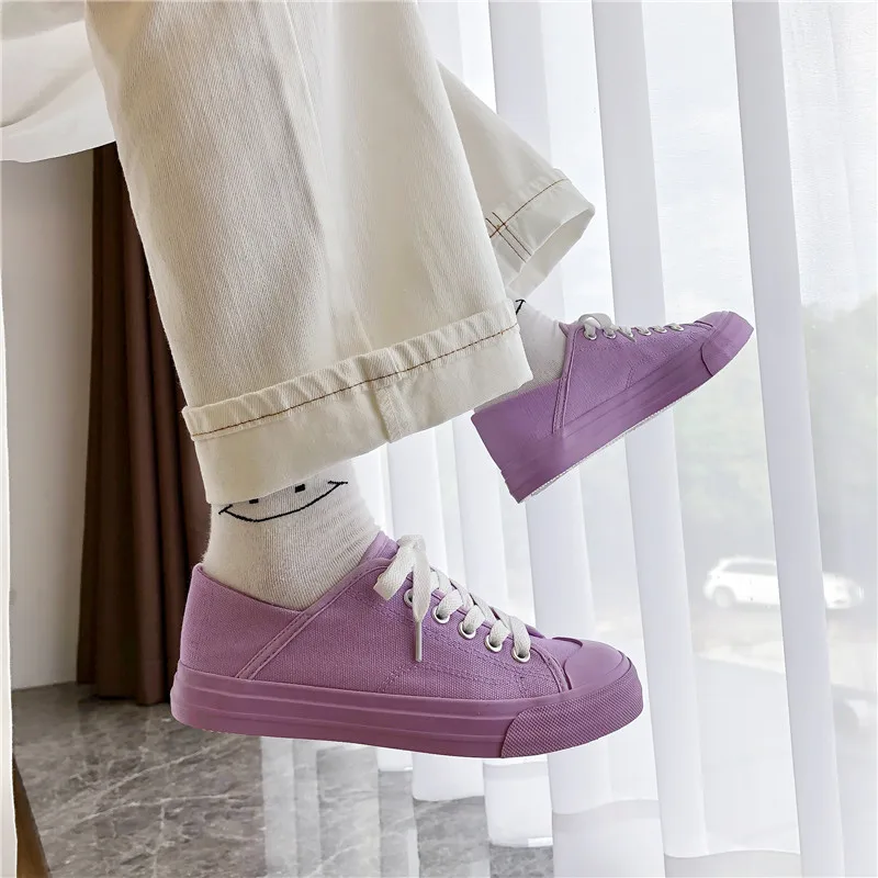 

Luxury Canvas Shoes Women Fashion Sneakers Woman Shoes Low-top Ladies Casual Loafers Dual-use Half-drag Vulcanize Shoes Female