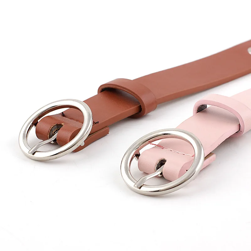 women leather belt round metal pin buckle circle belts hot brand fashion punk ring for women belt ladies jeans with dress belt free global shipping