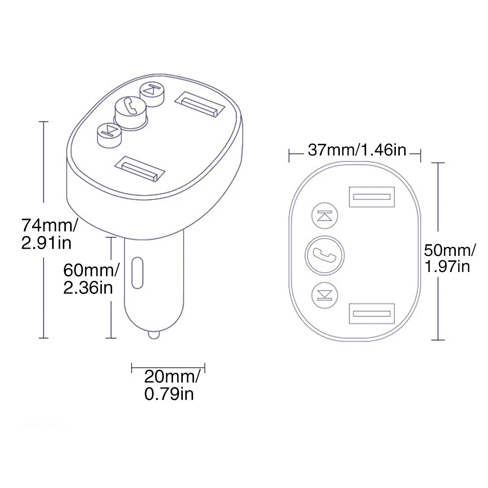 

Car Bluetooth 5.0 Car Kit 2USB Quick Charger 3.1A MP3 Music Player Wireless Handsfree Audio Receiver FM Transmitter Modulator