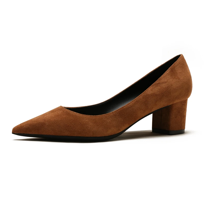 

Sheepskin Leather Pumps Women Pointed Toe Footwear Shallow Shoes Female Thick High Heels Shoes Woman Spring 2020 New N0062