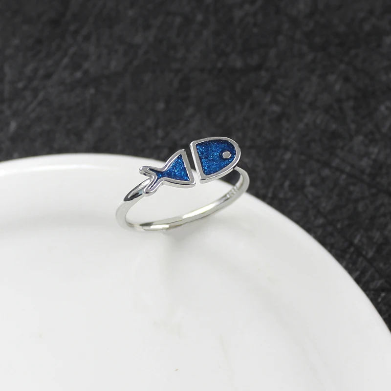 Creative Flash dreamy color Small fish shape Adjustable opening Aluminum alloy Ring trend Fashion Jewellery | Украшения и