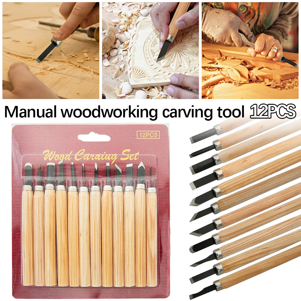 

12pcs Wood Carving Chisels Knife For Basic Wood Cut DIY Tools and Detailed Woodworking Gouges Hand Tools