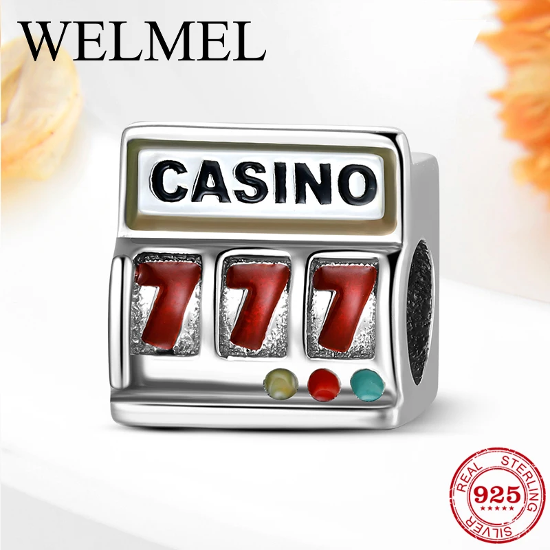 

New Real 925 Sterling Silver Entertainment CASINO Beads Charms Red Enamel Fit Original Pandora Bracelets Jewelry Making