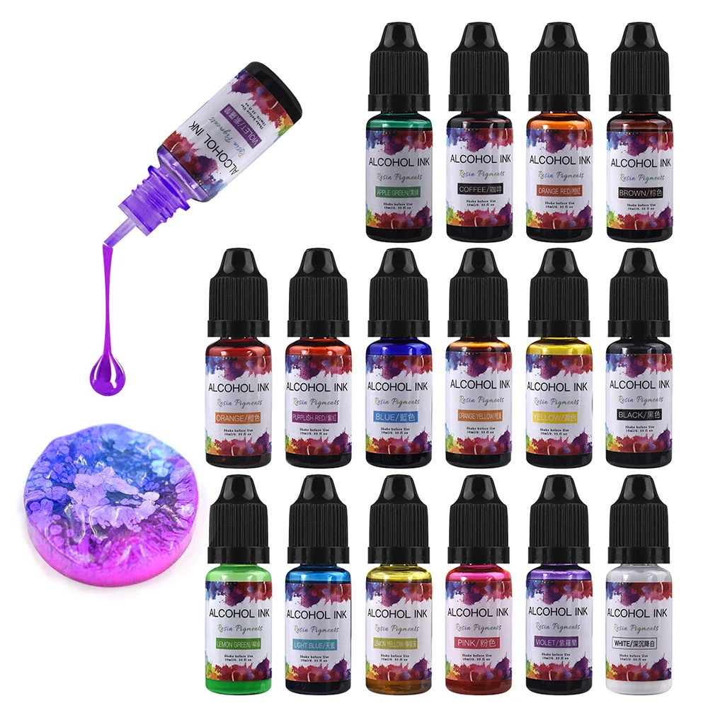 10ml Art Ink Alcohol Resin Pigment Kit Liquid Colorant Dye Ink Diffusion For DIY UV Epoxy Resin Jewelry Making