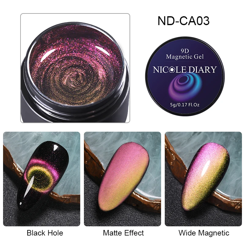 9D-ND-CA03 NICOLE DIARY 9D кошачий глаз УФ-гель замачиваемый Гель-лак для нейл-арта Магнитный лазер Сияющий лак для ногтей 5 мл Полупостоянный Гель-лак - Цвет: 9D-ND-CA03