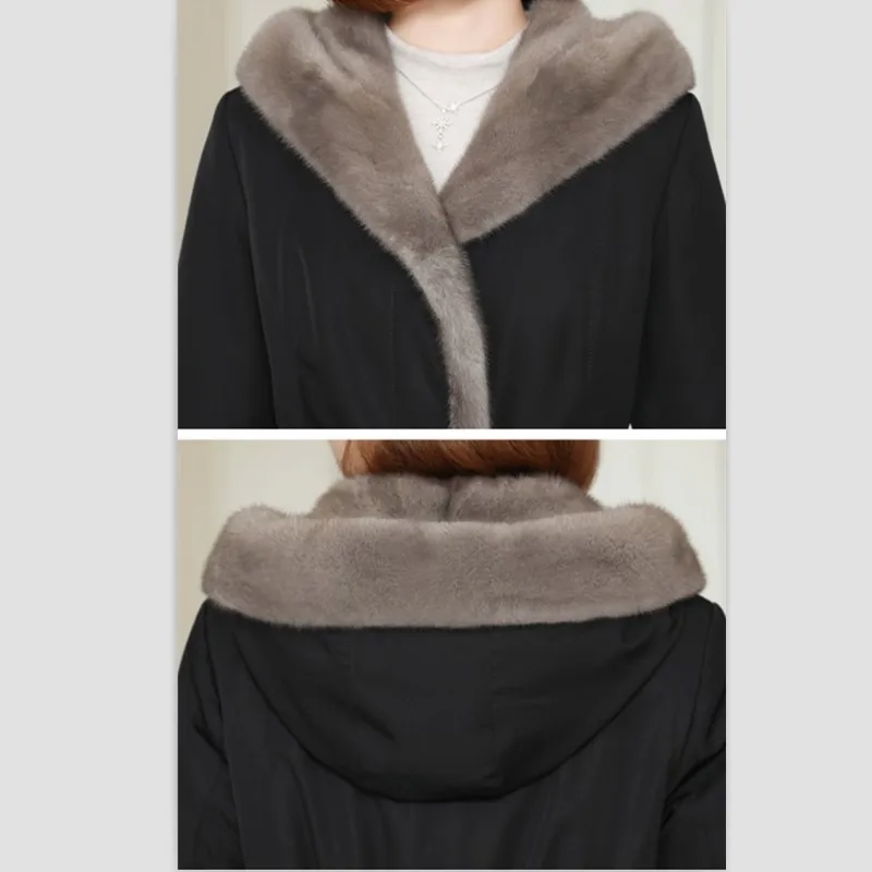 Парка из натурального меха кролика шуба норки Меховая куртка женские пальто