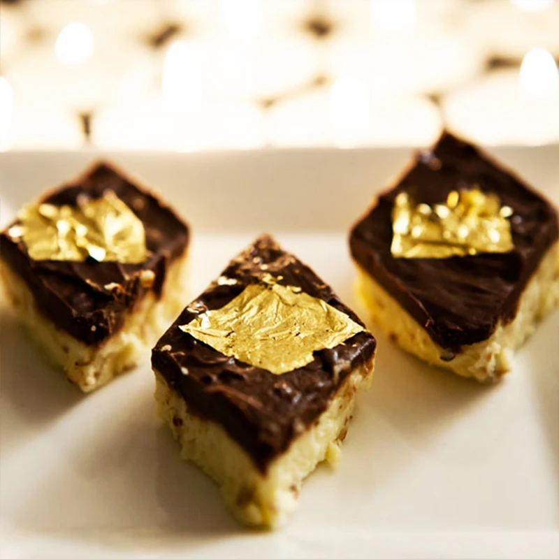 Листы съедобной золотой фольги 24K 2 5 см для украшения тортов еды