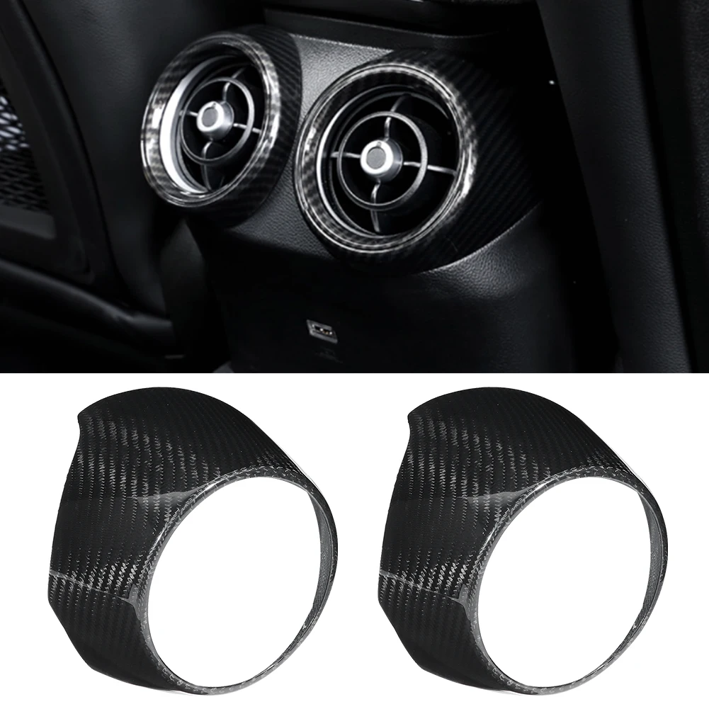

Pair Of Carbon Fiber Rear Armrest Air Vent Trim Fits For Alfa Romeo Stelvio 17-19