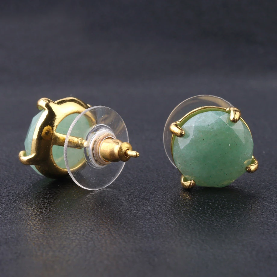 Натуральный камень серьги со шпилькой для женщин золото Цвет круглый розовый