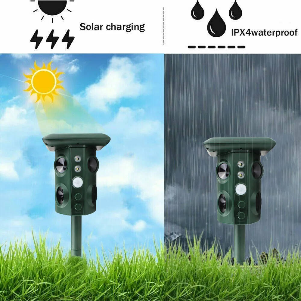 Отпугиватель животных на солнечных батареях 5 В вредителей ультразвуковой