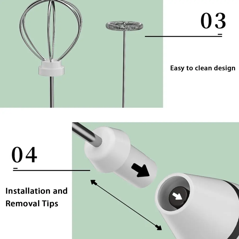 USB Перезаряжаемый двойной пружинный венчик Электрический вспениватель молока