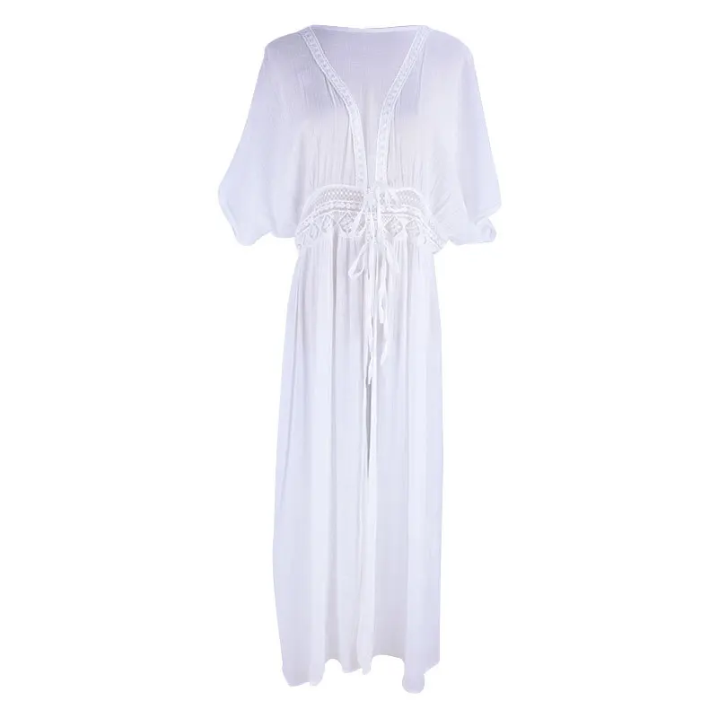 

2021 New Section Cloth Lace Binding Rope Women's Loose Beach Sunscreen Clothing Biyi Gini Coat Smock Sexy Cardigan European