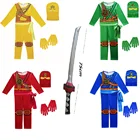 Костюм ниндзя для мальчиков, детское нарядное платье для вечеринки, костюм на Хэллоуин для детей, костюм ниндзя для косплея, Комплект комбинезонов с супергероями