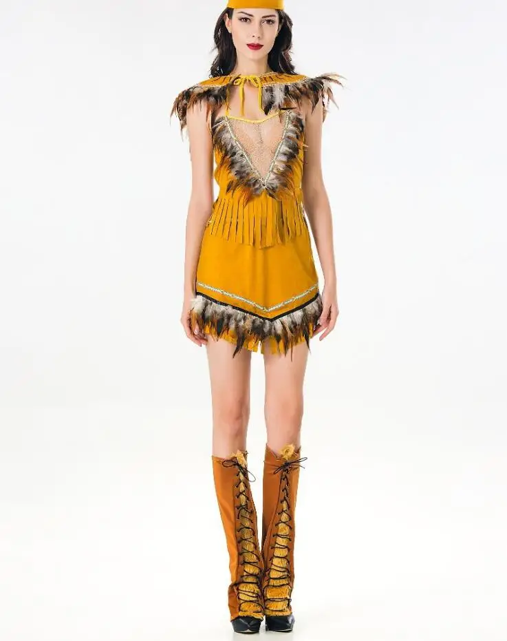 

Indian Dress Women Choli Sexy Halloween Cosplay Costume Indian Tribal Dance Dress Indians Princess Tassel