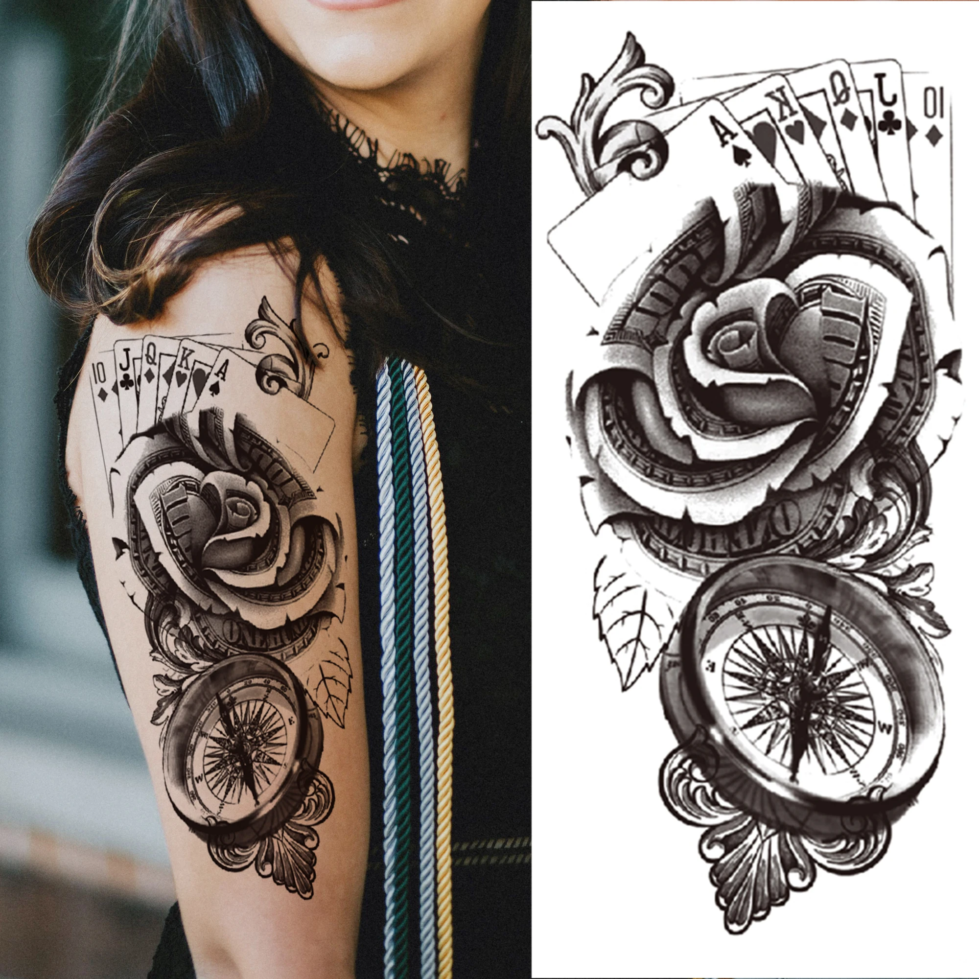 Реалистичная временная татуировка с перекрестной цепочкой для мужчин женщин