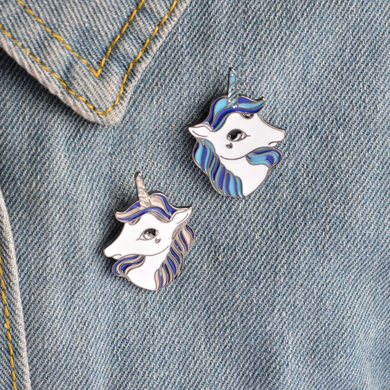 

Fashion JewelryCartoon Animal Colorful Horse Brooch Button Pins BFF Blue Purple Denim Clothes backpack Pin Badge Gift