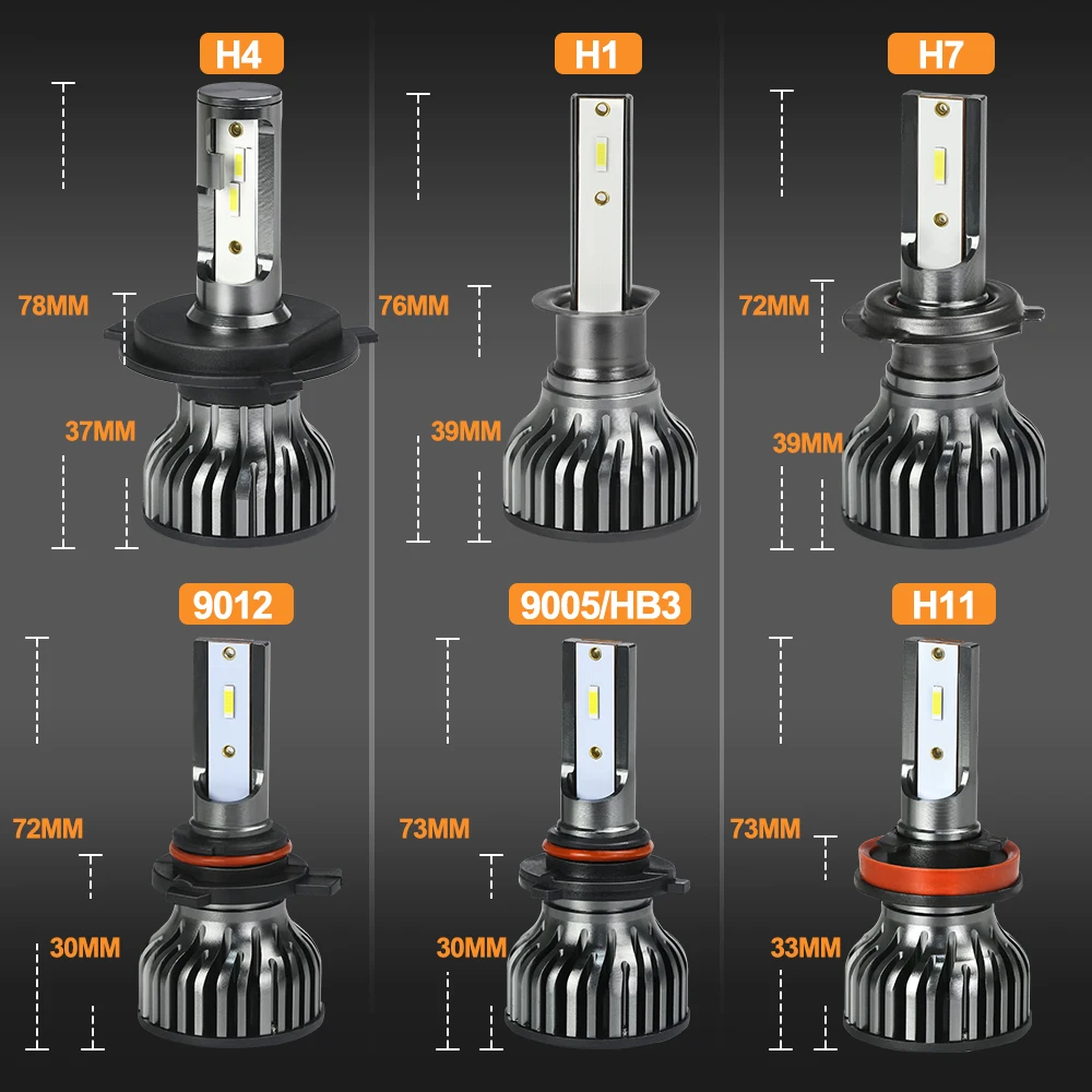 

ANMINGPU Car Headlight Bulbs 50W 12000/LM H11 Led Headlight H8 H9 H4 H7 Led Lamp 9005/HB3 9006/HB4 Led 9012 CSP Car Headlamp 12V