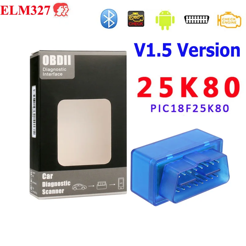 Лучшая Цена Мини Elm327 v1.5 pic18f 25k80 чип V1.5 bluetooth ELM 327 OBD2 / OBDII сканер для Android MINI elm 327|bluetooth