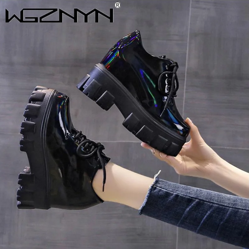 

Женские массивные кроссовки на платформе, черные кожаные дизайнерские кроссовки на шнуровке, повседневная обувь на осень, 2020