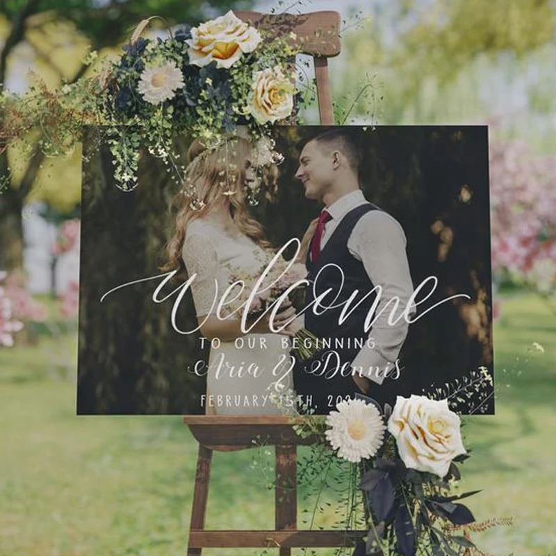 Персонализированные Свадебные Украшения знак Добро пожаловать с фото на заказ