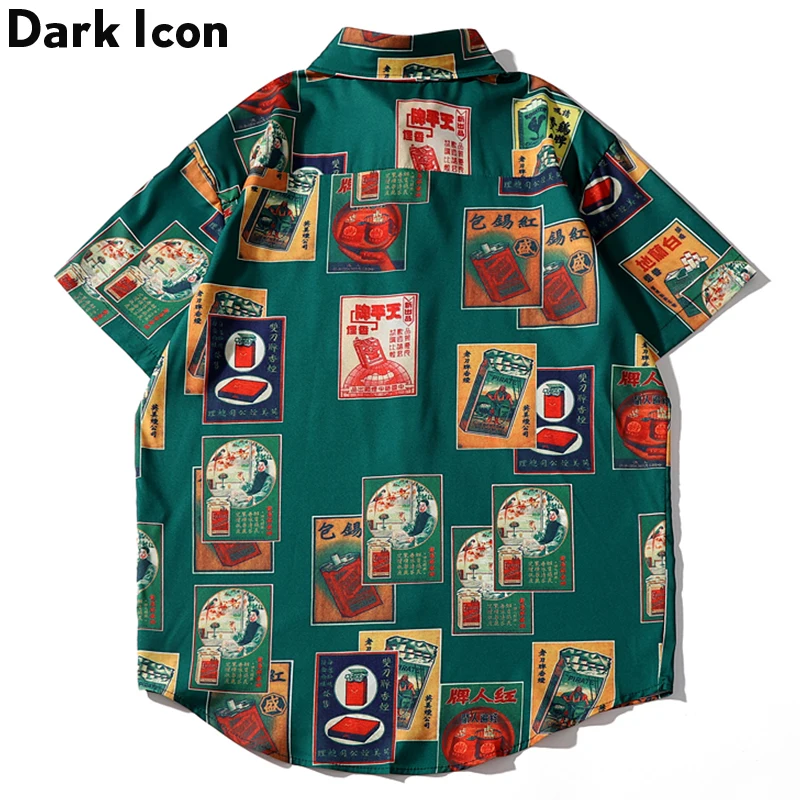 Рубашка в стиле хип-хоп Dark Icon Ретро рубашка с принтом виде сигареты для отпуска