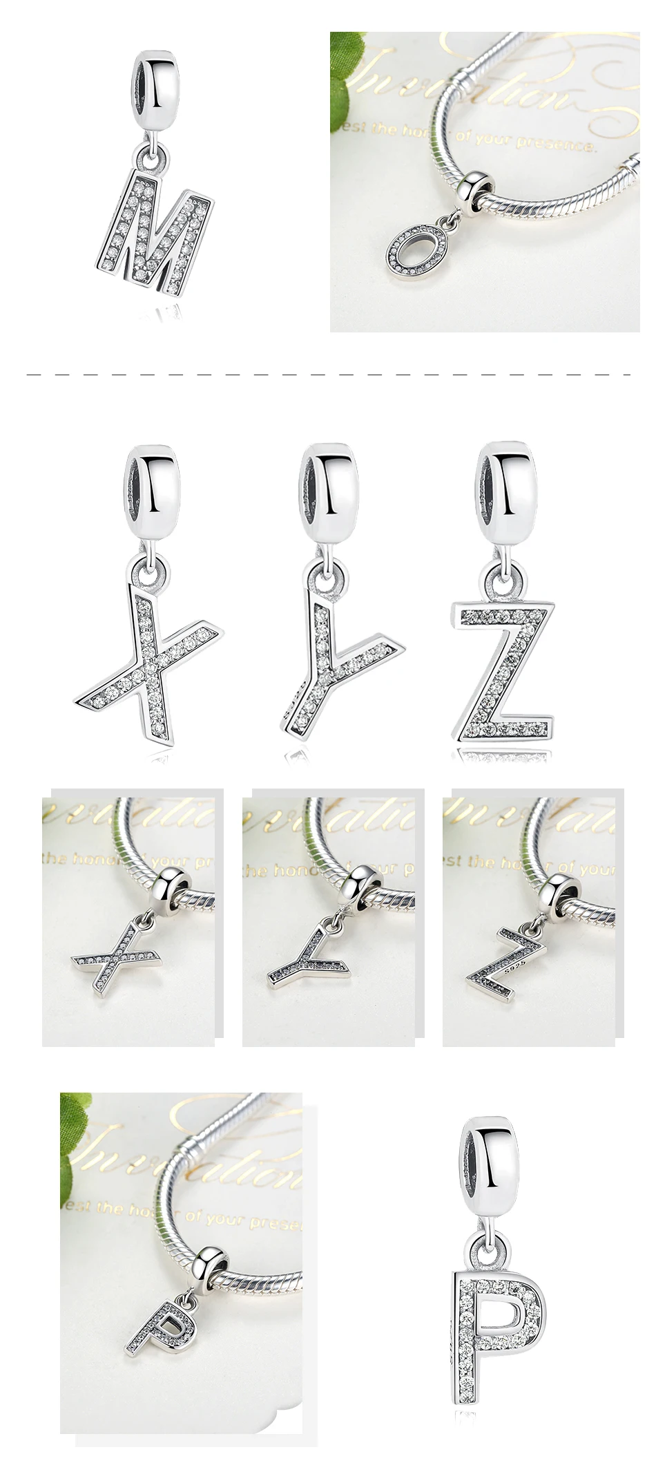 BELAWANG 925 пробы серебряные бусины с буквами, подходят для Pandora, подвески, серебро 925,, кристалл, алфавит, A-Z, подвеска с буквами