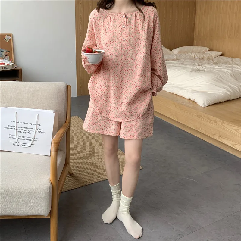 

Alien Kitty 2021 New Summer Short Pajamas Sweet Nightwear Homewear Pullover Printing Casual Cotton Loose Two Piece Suit Sets
