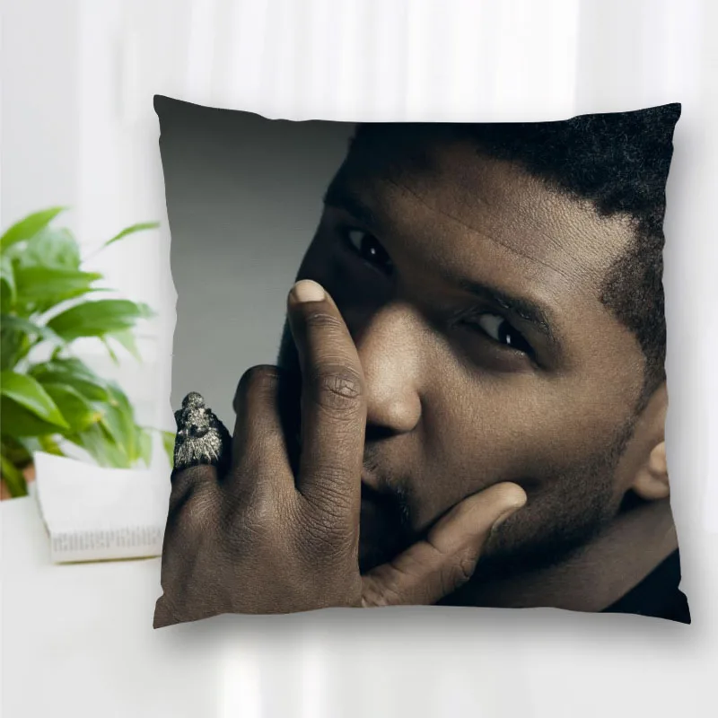 Buy Custom Usher Singer Actor Pillow Case Polyester Decorative Pillowcases Zipper Pillowcase Cover Square 40x40cm on