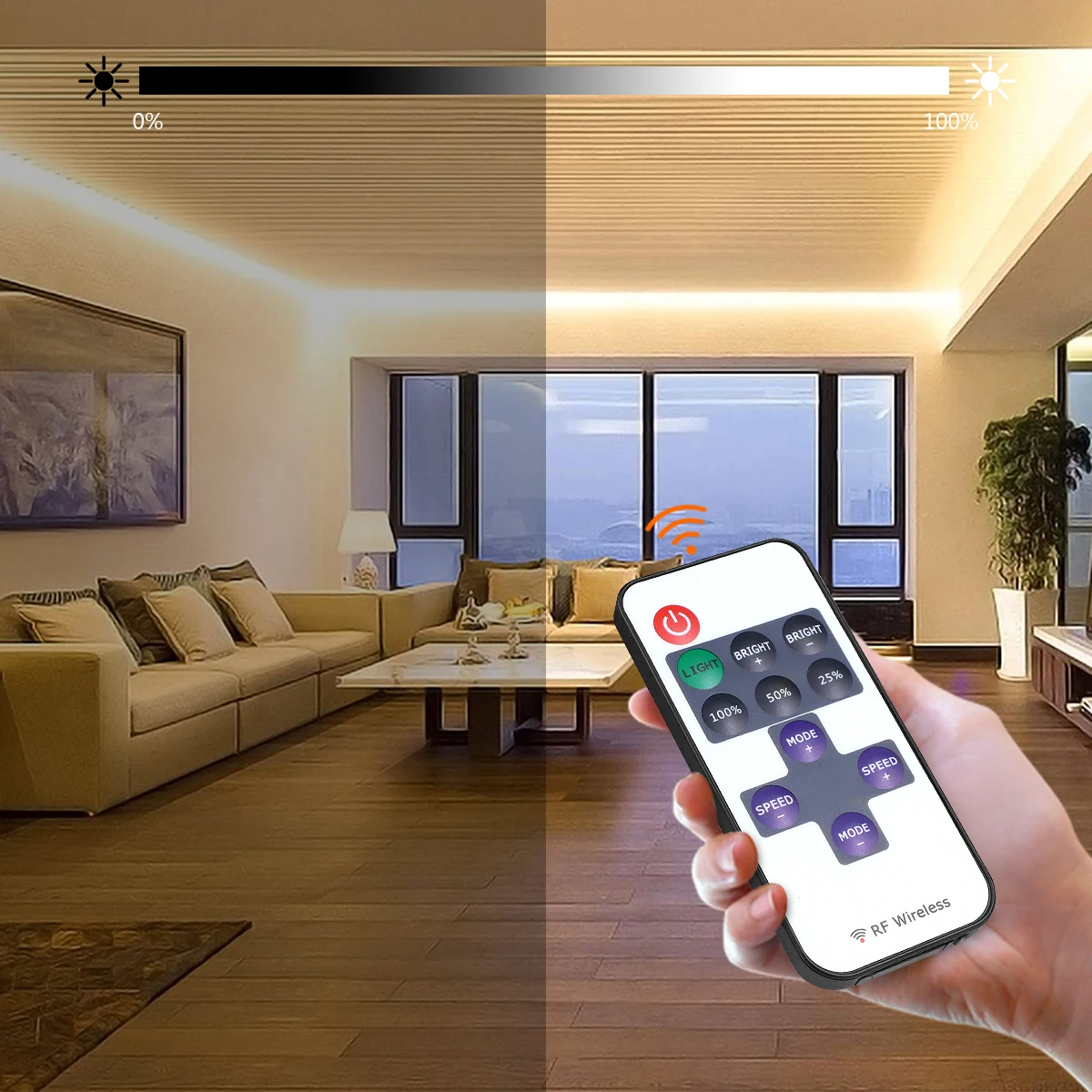 High Density Flexible Soft COB RA90 LED Strip with RF Remote Control DC 12V Dimmable Ribbon Lamp Linear Light 3000K 4000K 6000K | Лампы и