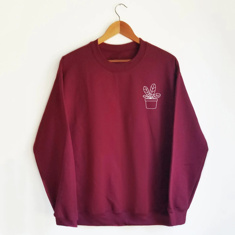 

Милый свитшот с карманом в горшке с растениями, забавные женские свитшоты для графического садоводства, повседневные хипстерские женские п...