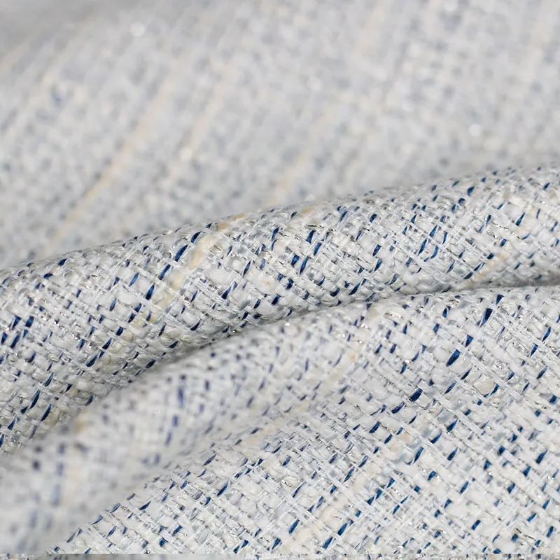 Pearlsilk синяя белая серебристая шерстяная твидовая ткань осенняя куртка костюм