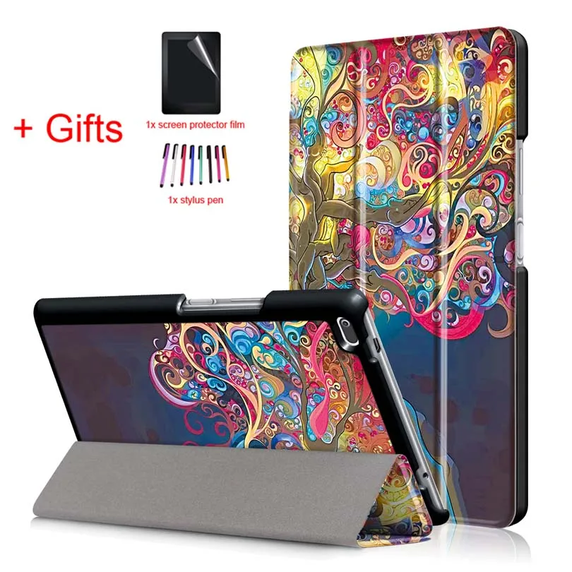 MHS Из искусственной кожи чехол Чехол для lenovo Tab4 Tab 4, 8 TB-8504x TB-8504F TB-8504N TOUCHBeauty TB-850 4, 8 дюймов планшет Funda Чехол-книжка на магните чехол+ Защитная пленка на экран+ подставка для ручек - Цвет: MHS