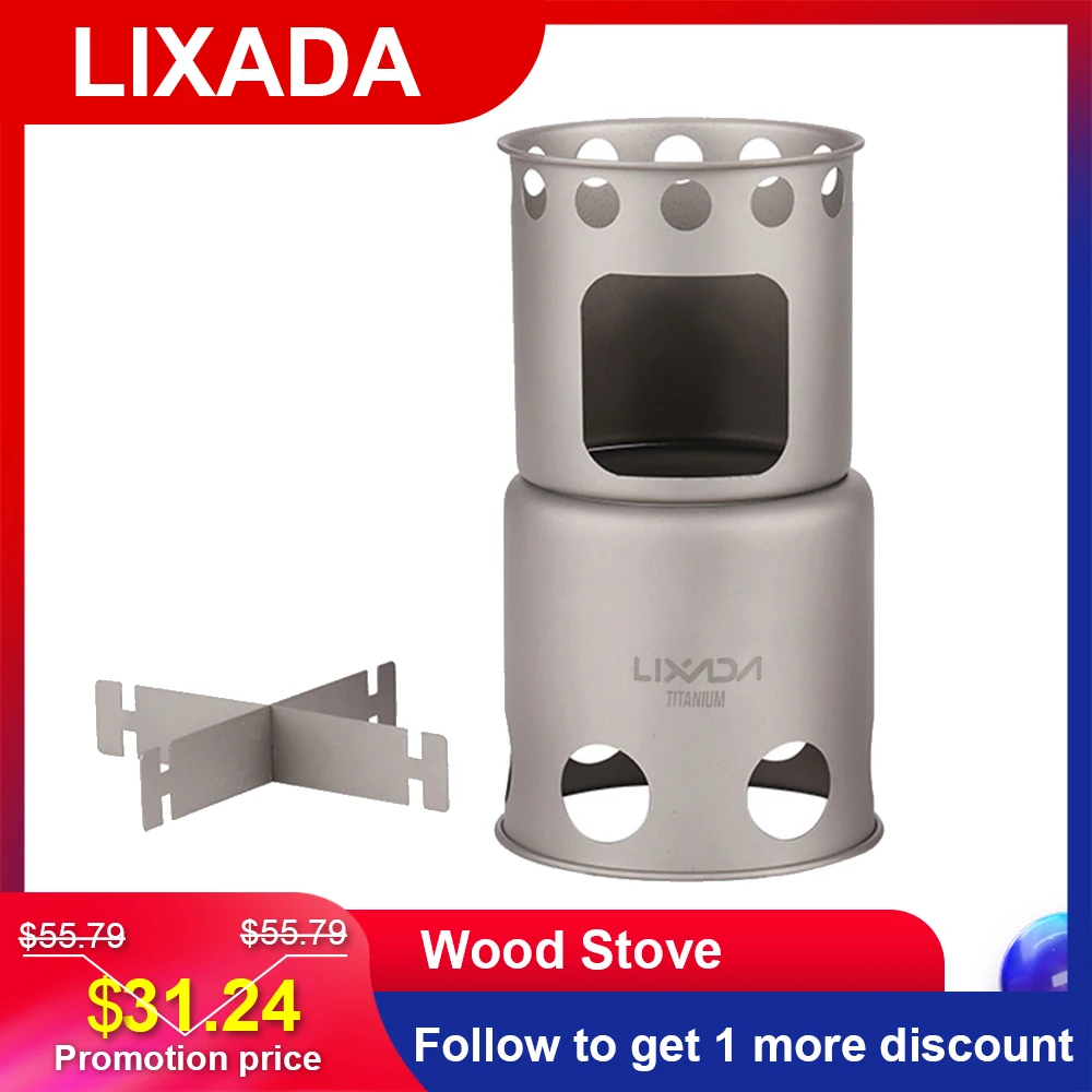 Lixada портативная походная дровяная плита Складная легкая титана альпинистская