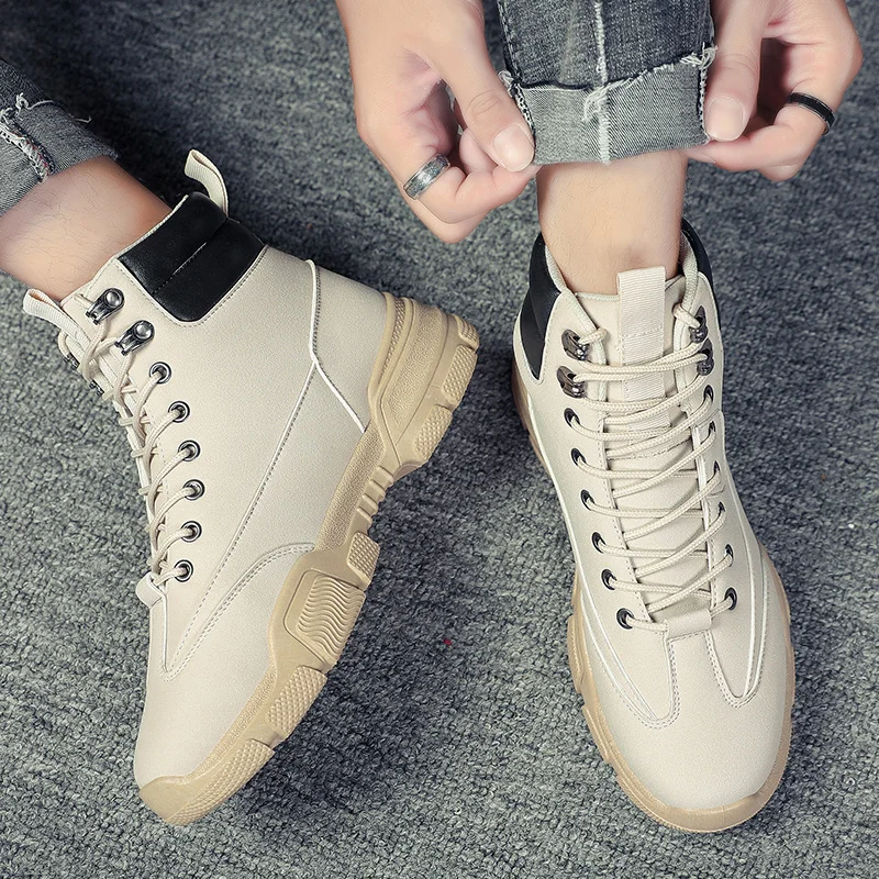 Модные походные кроссовки, рабочие ботинки, мужские кожаные рабочие ботинки, черные, коричневые, мужские зимние ботильоны, зимние ботинки на шнуровке, обувь* 162W
