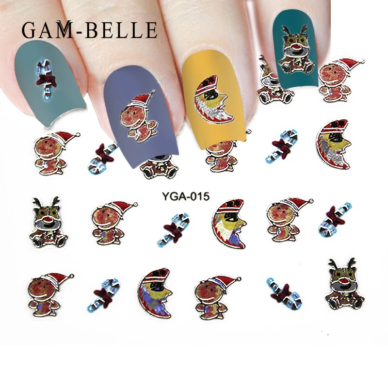 Набор наклеек для ногтей GAM-BELLE 1 шт. Рождественские Зимние блестящие носки с