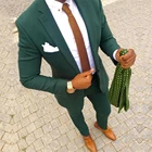 Роскошная женская обувь, расшитая зелеными блейзер с брюками 2021 из двух частей костюм жениха v-образный вырез, петличный смокинг Slim Fit Для мужчин Нарядные Костюмы для свадьбы Terno по индивидуальному заказу