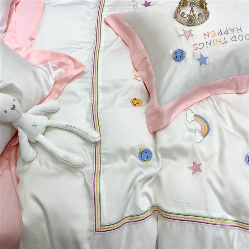 Роскошный Семейный комплект из 4/7 предметов 600TC простыня наволочка вышитые