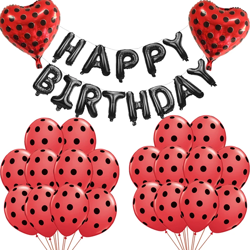 Латексные шары в горошек с волнистыми точками черные и красные пятна божья