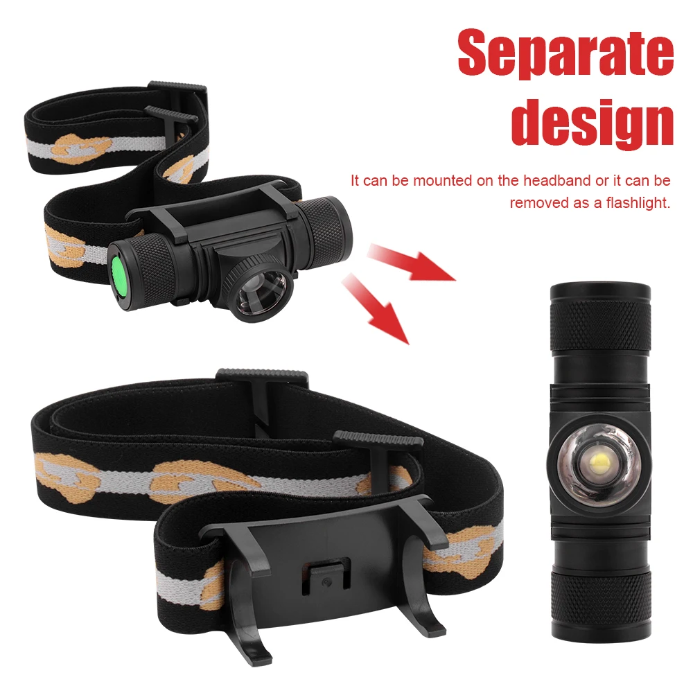 BORUiT D20 Zoom Мощный светодиодный налобный фонарь XPG USB Перезаряжаемый 18650