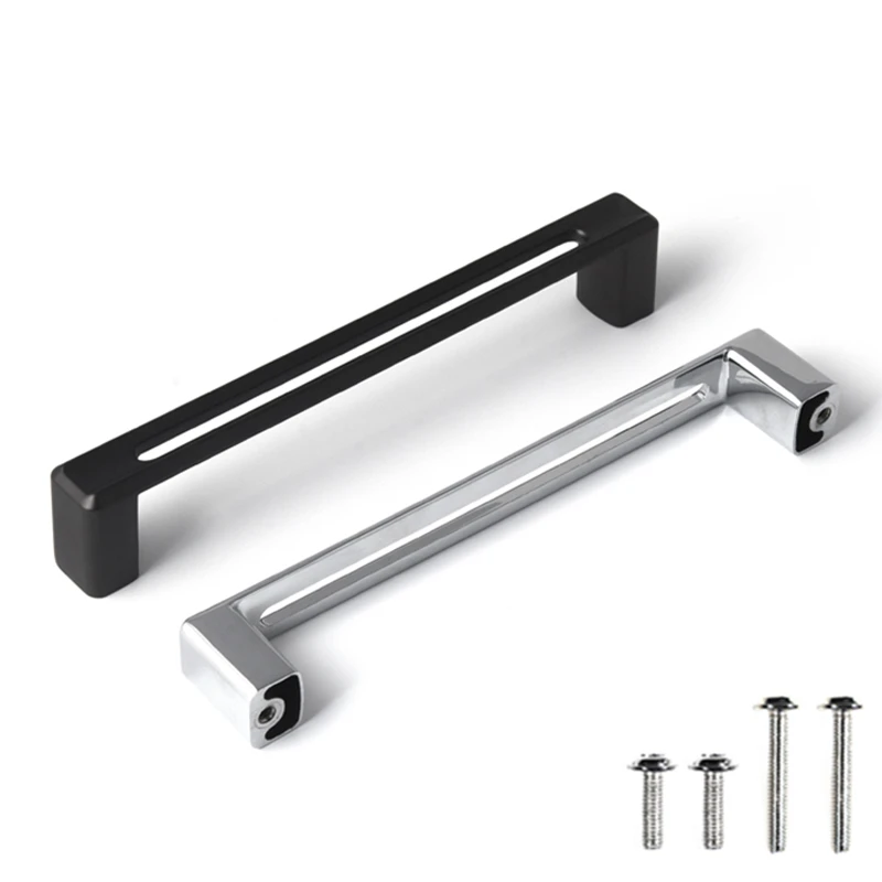 

HJY Modern Cupboard Handles Chrome/Black Drawer Door Cabinet Handle Zinc Alloy Fashion Furniture Pull Hole Distance 160mm Z387