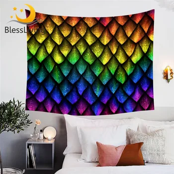 BlessLiving Dragon Scales Tapestry Rainbow Wall Hanging Luxury Colorful Decorative Wall Carpet Home Decor Tapisserie 150x200cm 1