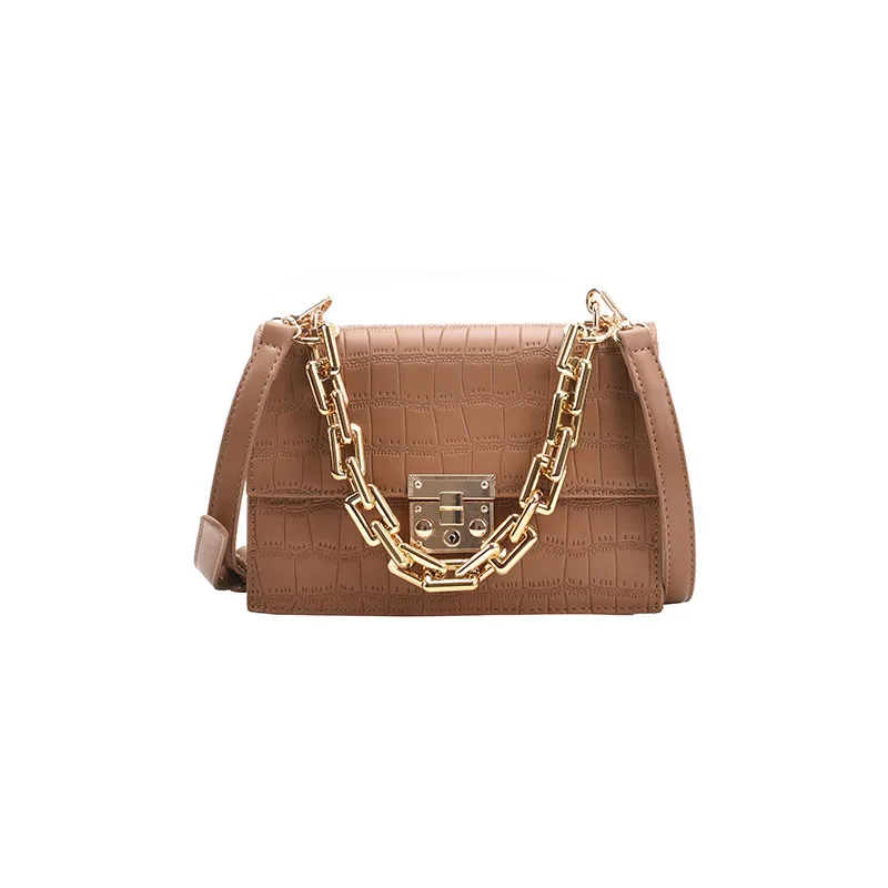 

Women Frame Bag Gold Thick Chain Handbags For Women Flap Shoulder Bags Leather Trendy Satchel Purse Chic Crossbody Bag
