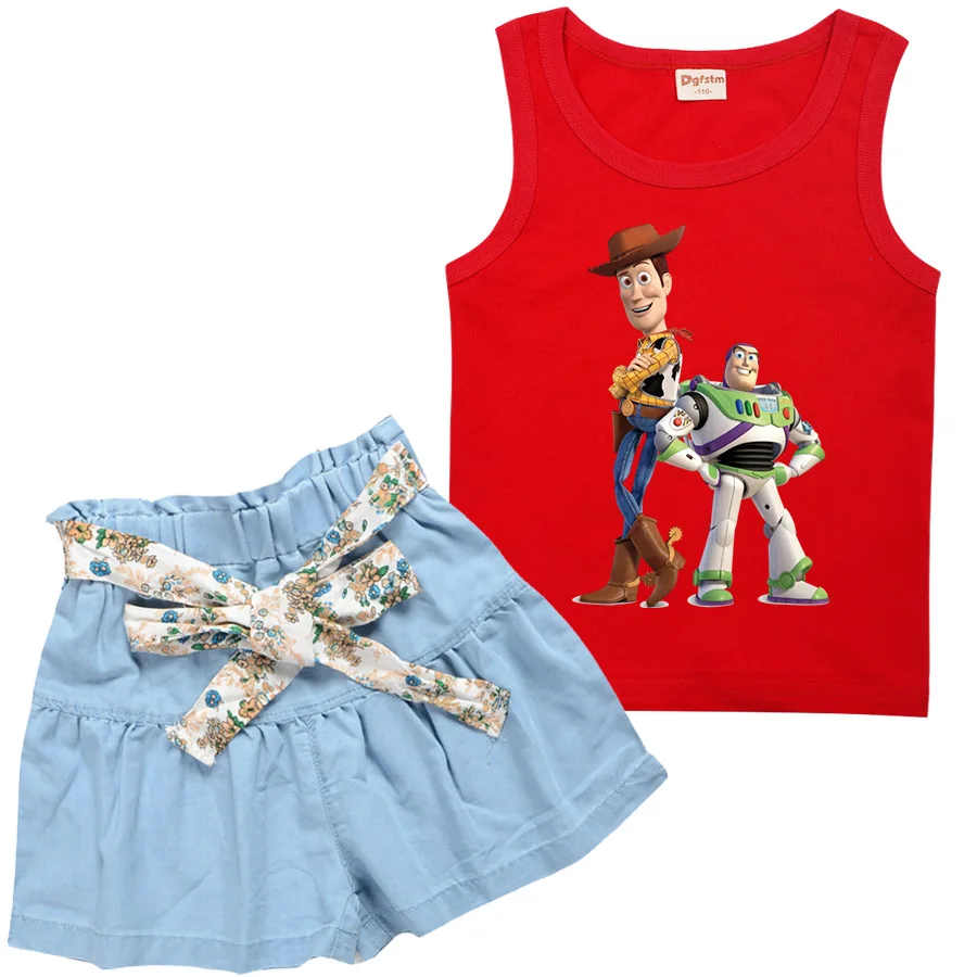 

Disney Toy Story Children's Summer Cotton Comfortable Vest T-shirt+Sports Short Skirt Short Princess Skirt girl christmas outfit
