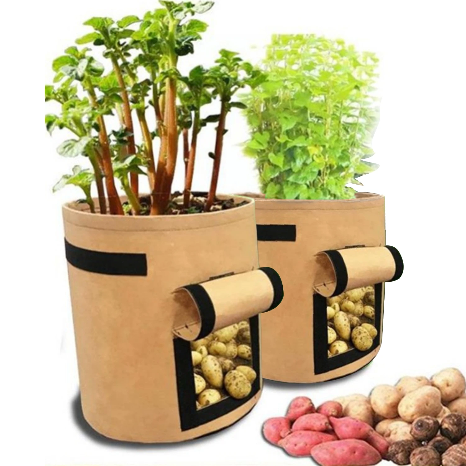 white plant pot 2pcs Plant Bag Home Garden Potato Greenhouse Cultivation Vegetable Planting Bag Moisturizing Jardin Tool Grow Bag Seedling Pot hanging plant holders