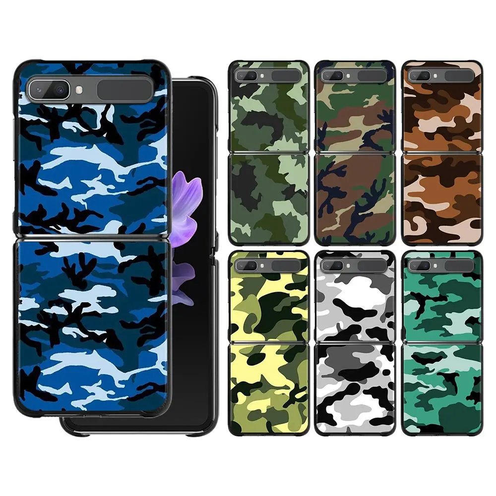 

Phone Case For Samsung Galaxy Z Flip3 z flip 3 5G PC Cases for Samsung Z Flip Cover Black Shell Hard Fundas Camouflage Camo Army