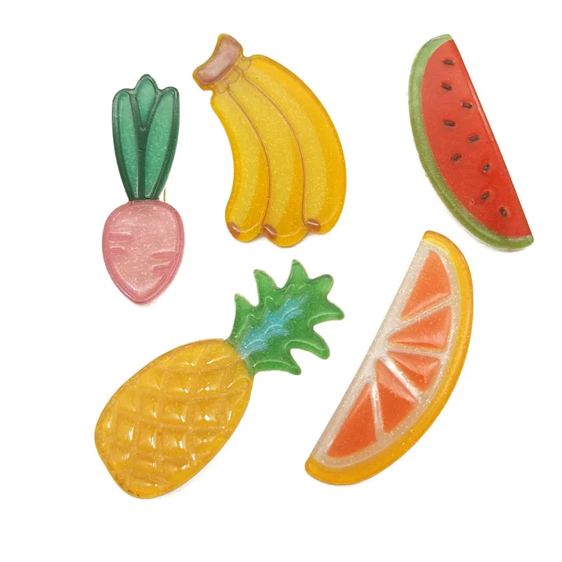 

Lot 5Pcs Sweet Fruit Barrettes Girls Women BB Hair Clip Watermelon Banana Carrot Orange Pineapple Hairpin Accessories